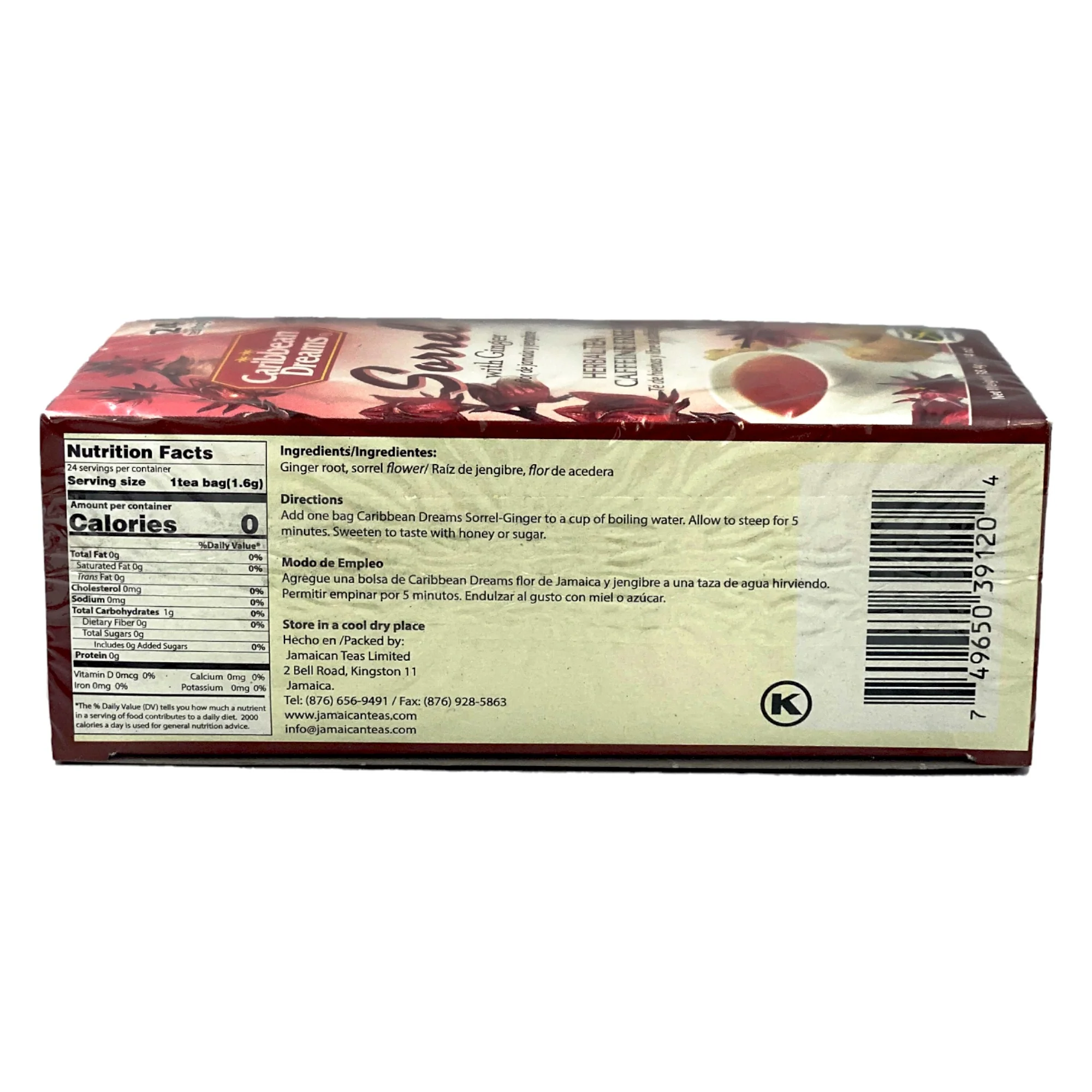 Caribbean Dreams Sorrel With Ginger Tea 24 Tea Bags 1.34 Oz (38.4 G) - Image 2